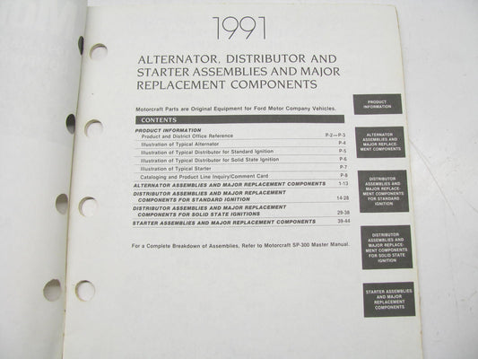 Motorcraft SP500J Alternator, Distributor & Starter Catalog - Jan 1991, 44 Pages