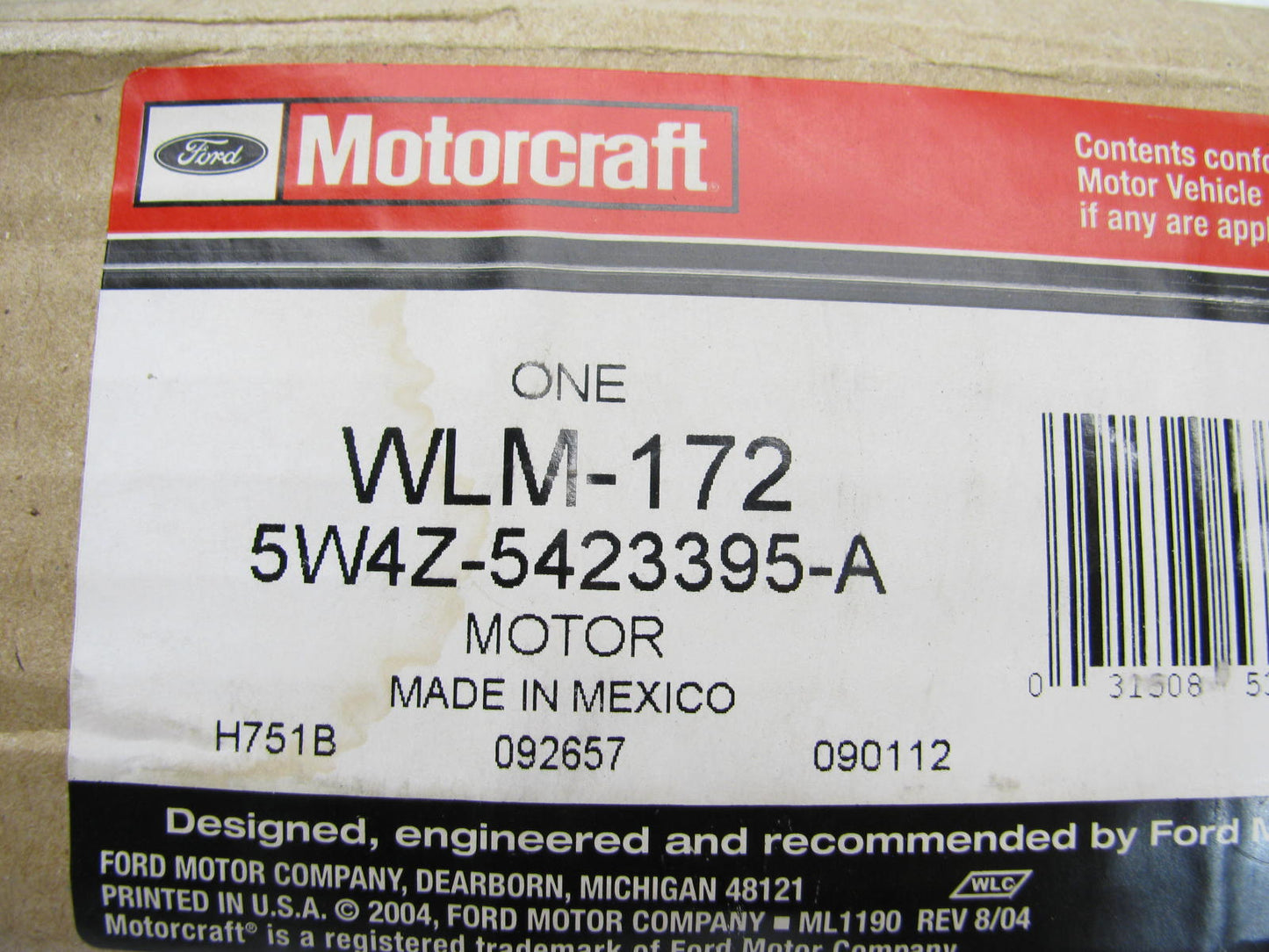 Motorcraft WLM-172 Rear Left Power Window Motor For 2000-2006 Lincoln LS