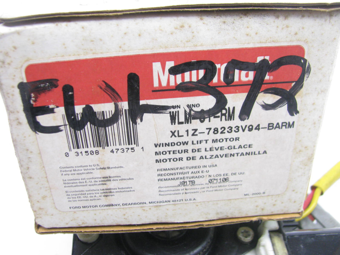 Motorcraft WLM31RM Reman Power Window Motor - Rear Left / Front Right