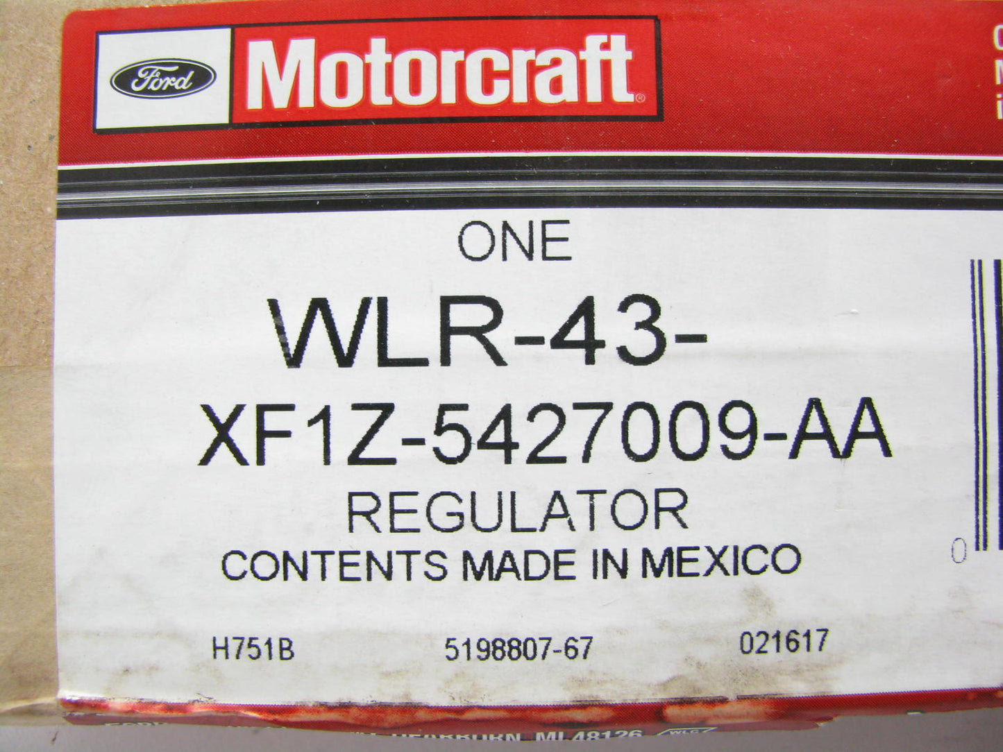 NEW GENUINE OEM Motorcraft WLR-43 REAR LEFT Window Regulator