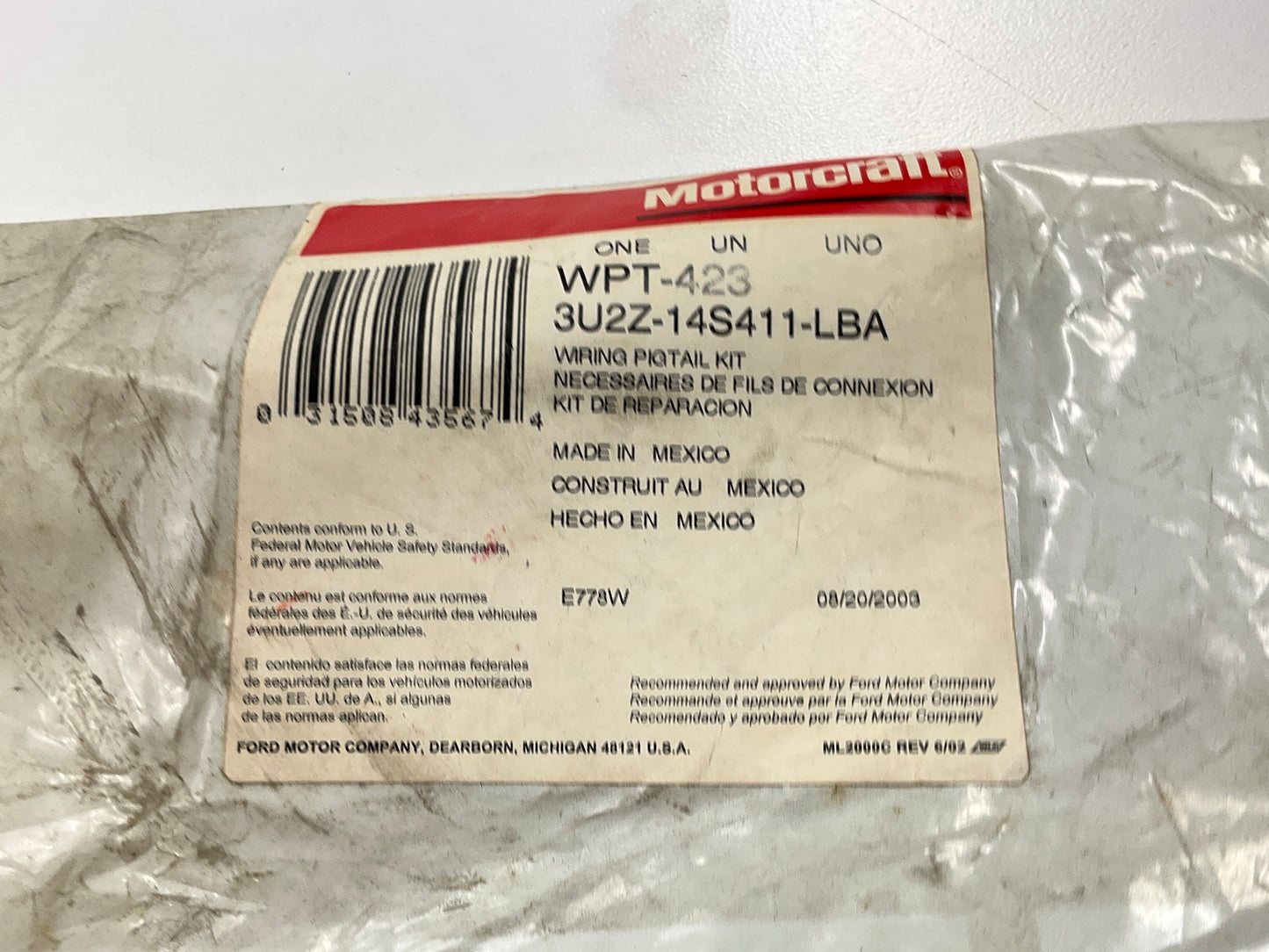 Motorcraft WPT-423 Front Left Door Lock Switch Wiring Pigtail 1993-98 Mark VIII