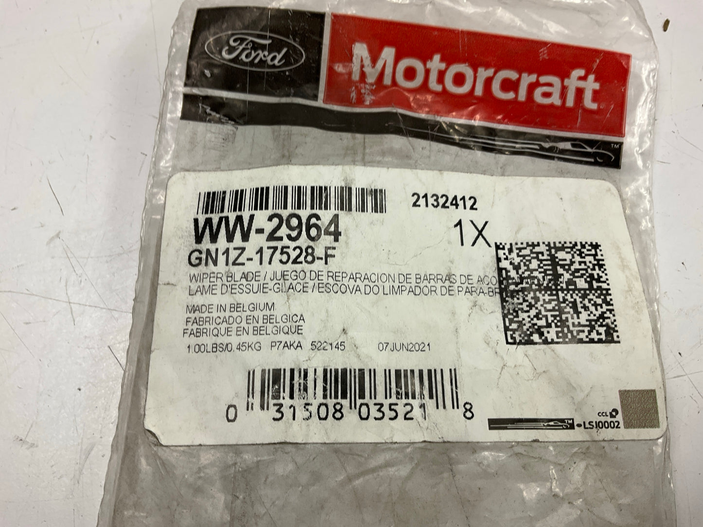 Motorcraft WW2964 Right Passenger Windshield Wiper Blade - 18-22 Ford EcoSport