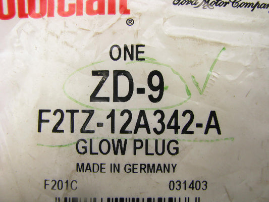 Motorcraft ZD9 Diesel Glow Plug OEM Ford F2TZ-12A342-A