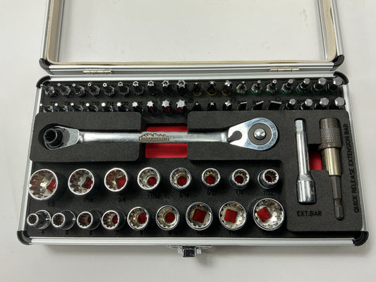 Mountain MTN1060 60 Piece 1/4'' Drive Spline Socket & Bit Set, With Storage Case