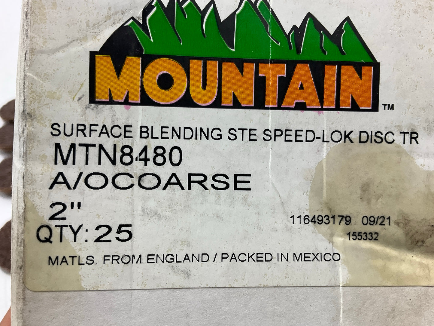 (21 Pcs) Mountain MTN8480 2'' Twist & Lock Surface Prep Blending Discs COARSE