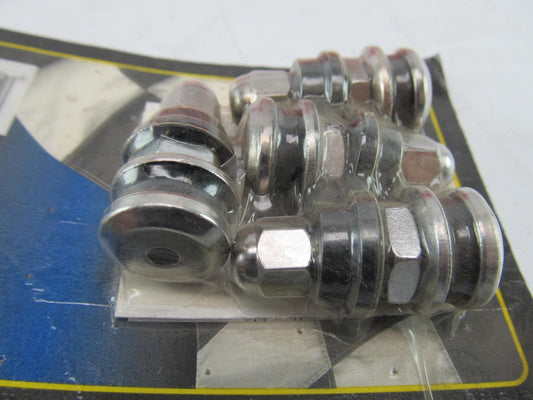 VINTAGE Mr Gasket # 1957 Chrome Bolt In Tire Valve Stems & Caps (4 Valve Stems)