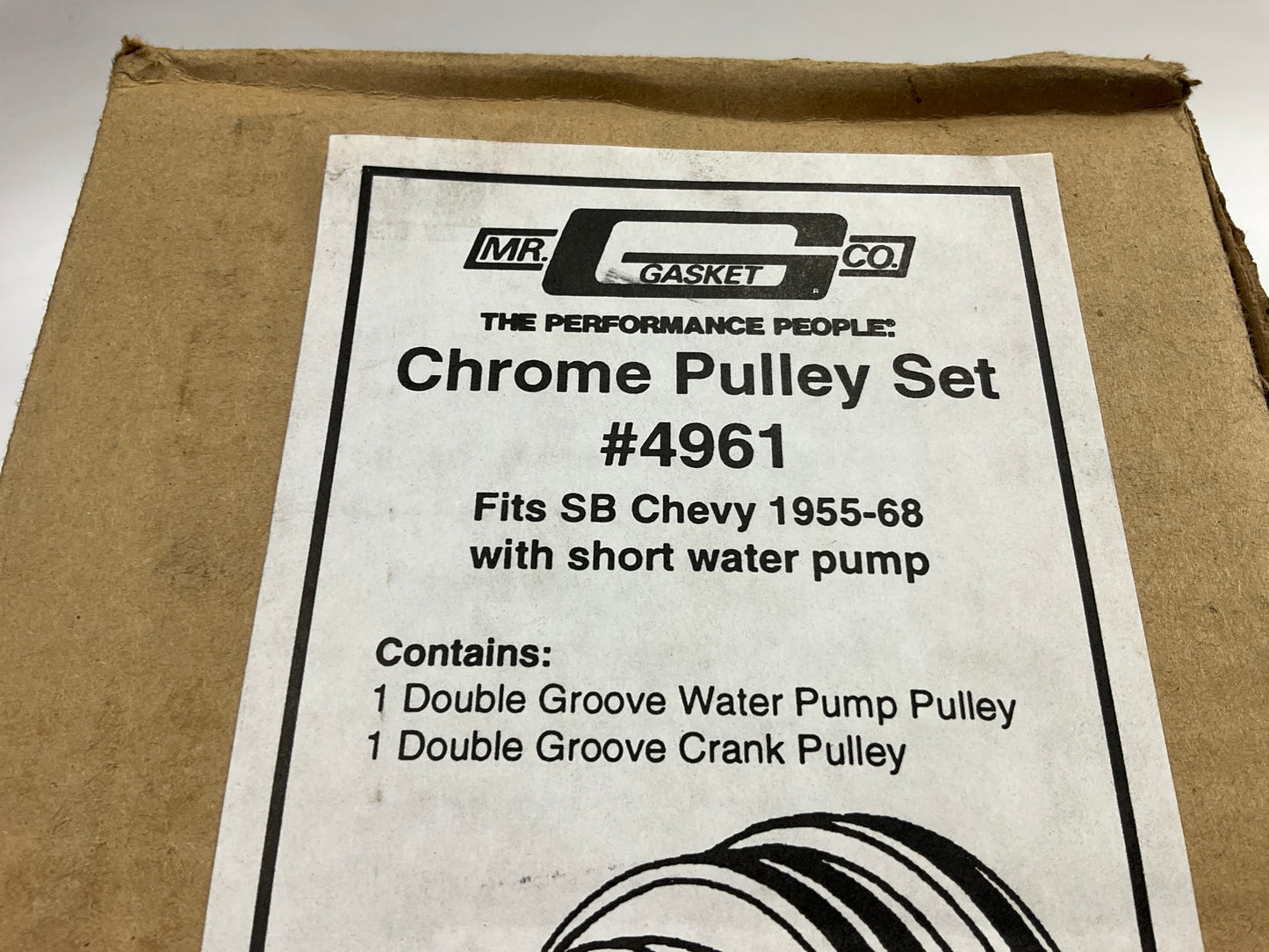 NIB Mr Gasket 4961 Water Pump Pulley Set 1955-1968 Chevy SBC W/ Short Water Pump