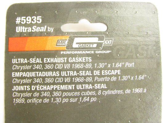 Mr Gasket 5935 Exhaust Manifold Gaskets For 68-92 Mopar 318 340 360 1.30''x1.80''