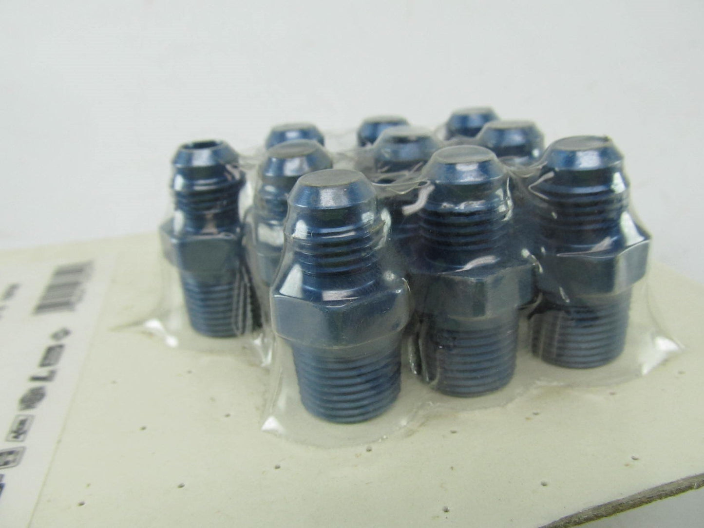 (x10) - 6 AN Male To 3/8'' NPT Hi-Flow Fuel Port Fitting Blue Mr Gasket P7814