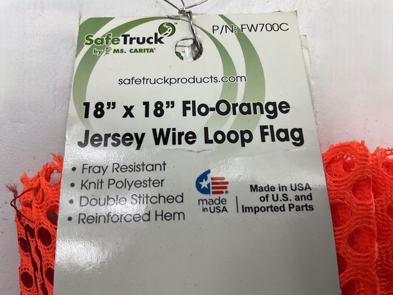 (5) Ms Carita FW700C 18'' X 18'' Flo-Orange Jersey Wire Loop Safety Flag