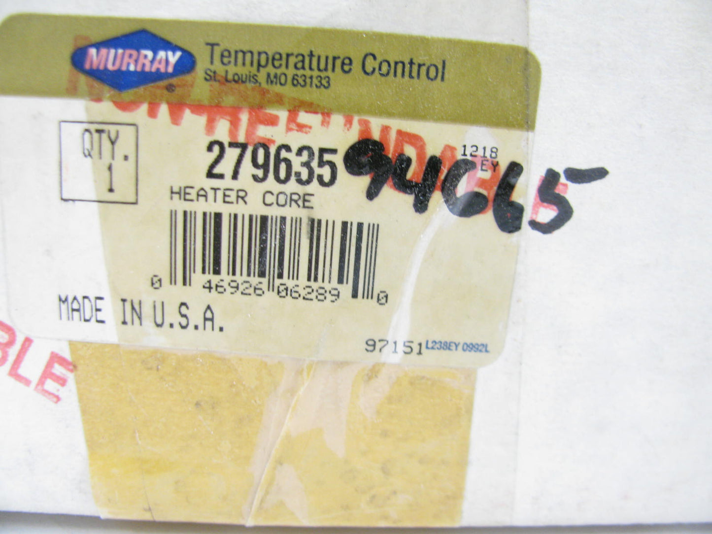 Murray 279635 HVAC Heater Core For 1984-1988 Toyota Camry