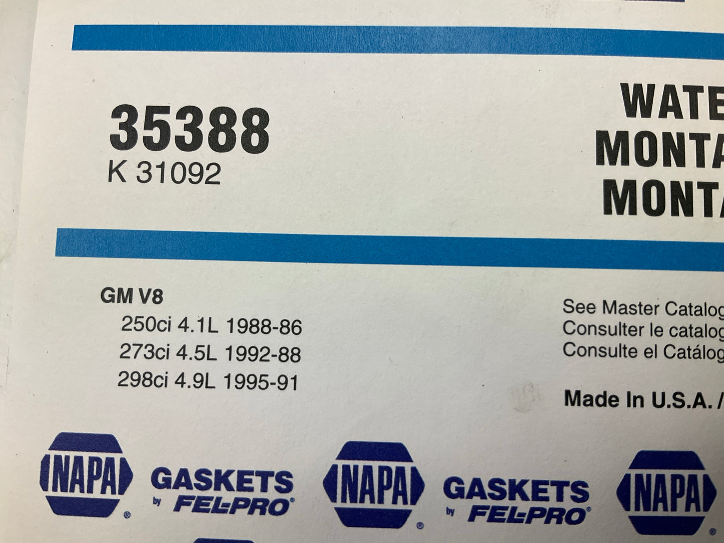 Napa 35388 Engine Water Pump Gasket For 1986-1993 Cadillac 4.1L 4.5L 4.9L-V8
