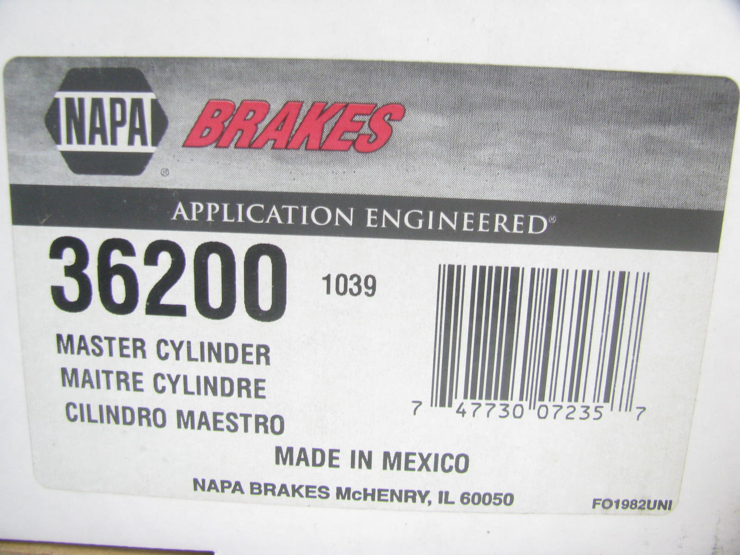 Napa 36200 Brake Master Cylinder Manual Brakes - 29785C 194RO