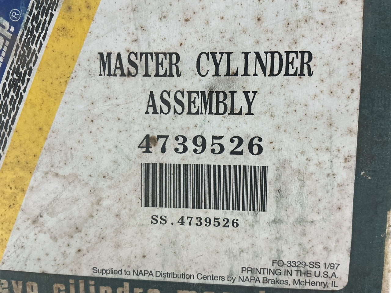 Napa Brake Master Cylinder For 1985-1986 Sprint, Firefly, Forsa (WITHOUT RESER.)