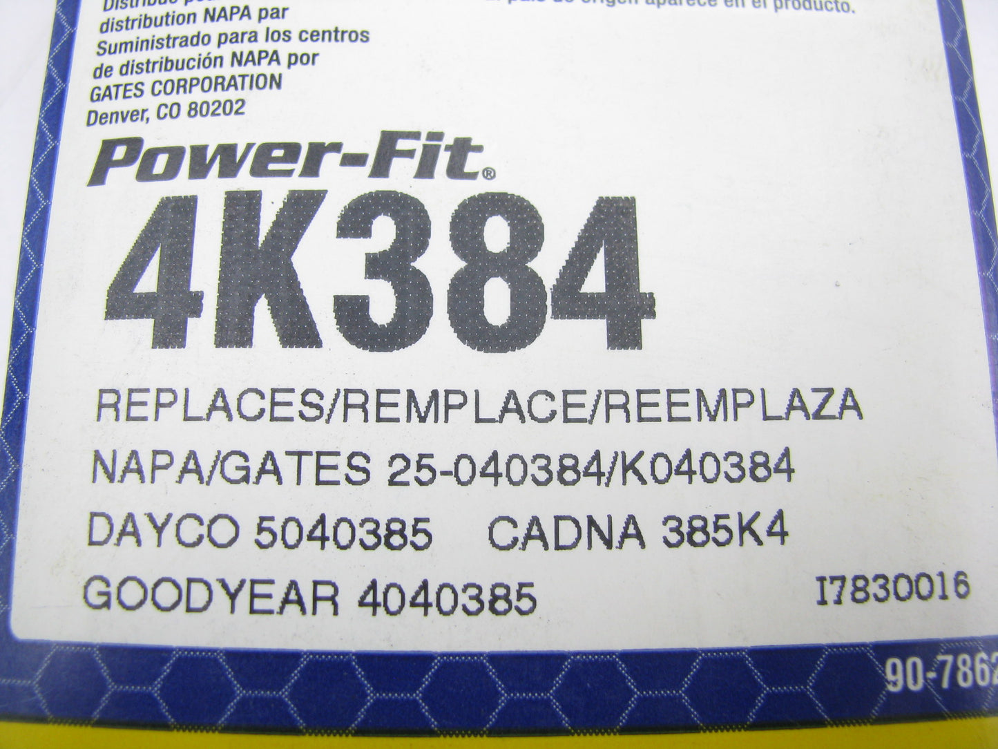 Napa 4K384 Serpentine Belt - 0.56'' X 39.00'' - 4 Ribs