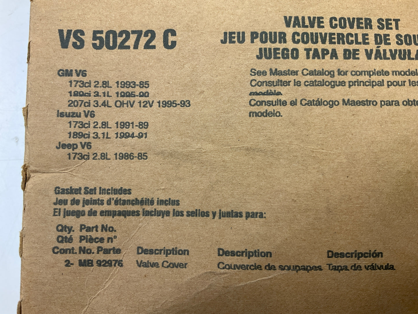 Napa VS50272C Valve Cover Gasket Set - 1985-1994 GM Olds Buick 2.8L 3.1L V6
