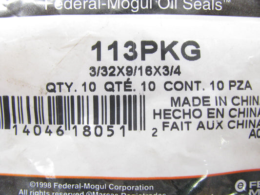 (10) National 113PKG Multi Purpose O-Ring Seal - 3/4'' X 9/16'' X 3/32''