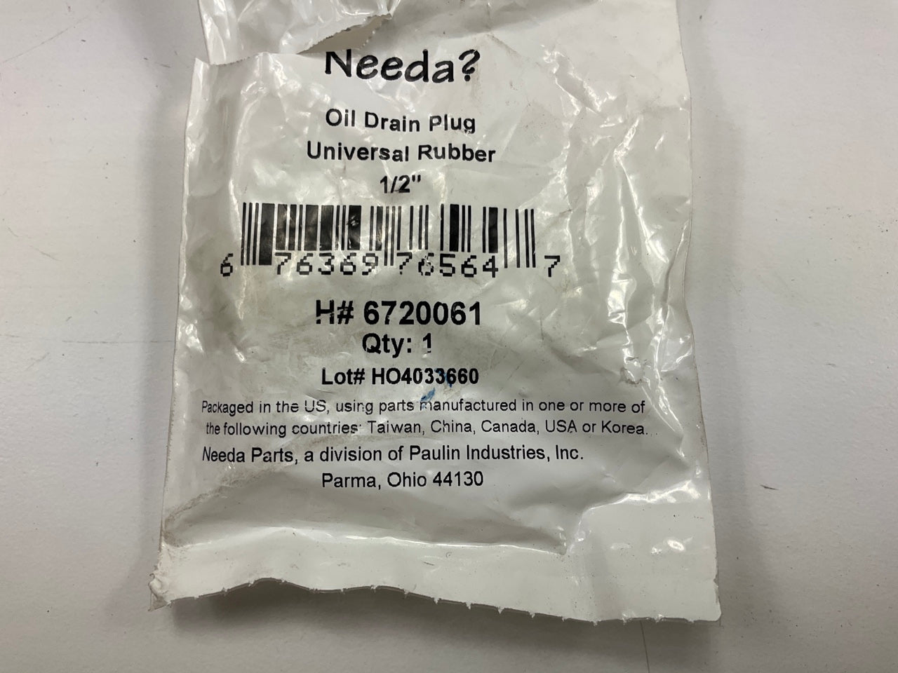 Needa 6720061 Engine Oil Drain Plug - Universal Rubber 1/2''