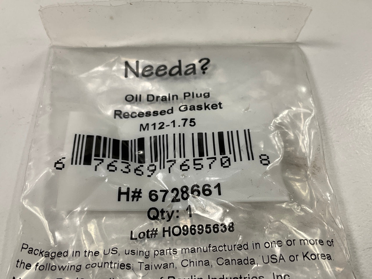 (5) Needa 6728661 Oil Drain Plug, Pilot Point, M12x1.75 Thread - Recessed Gasket