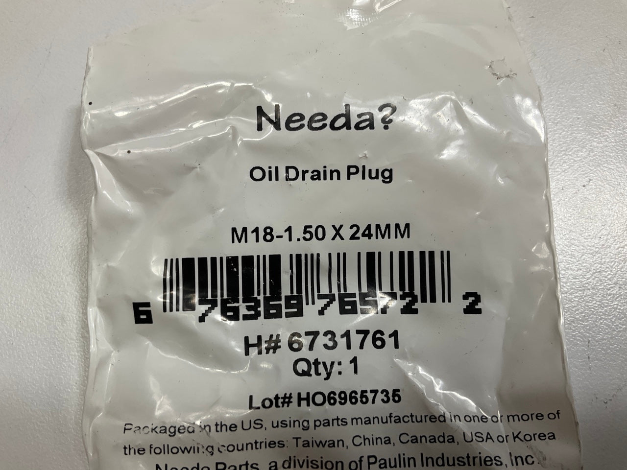 Needa 6731761 Engine Oil Drain Plug - M18-1.50 X 24mm