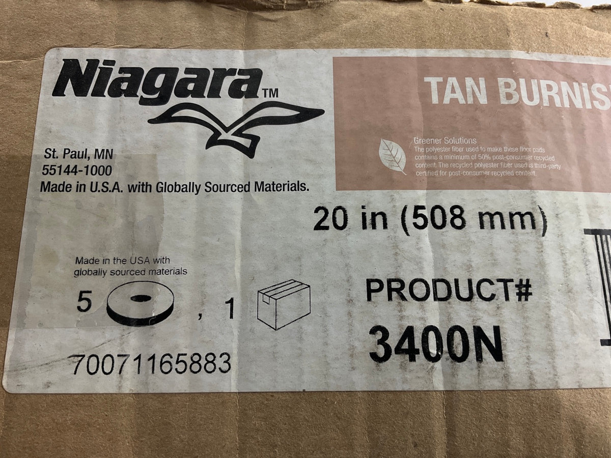 Niagara 3400N Tan Burnishing Pads 20'' (5 Pads) 1500 To 3000 RPM