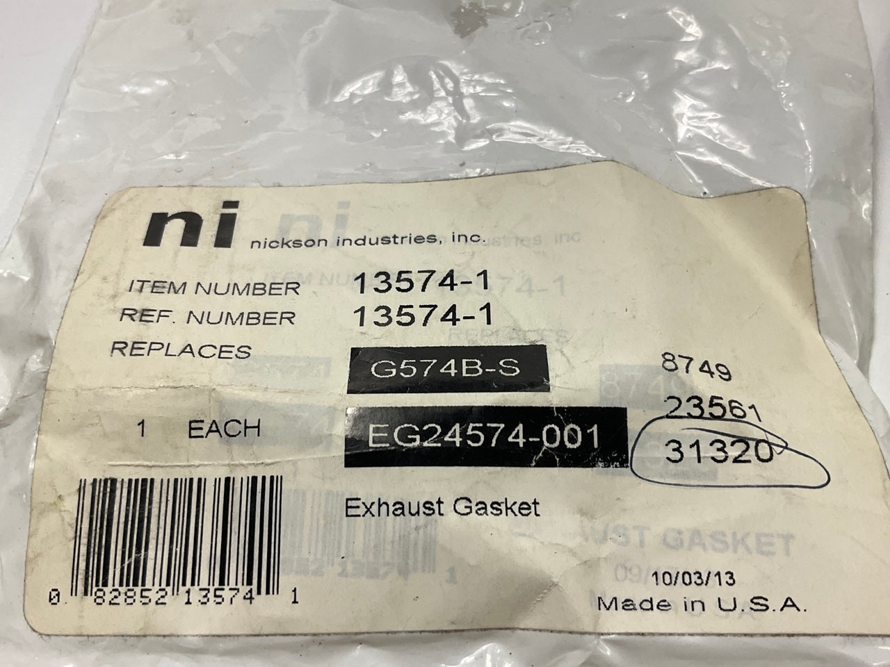 Nickson 13574-1 Exhaust Pipe Flange Gasket