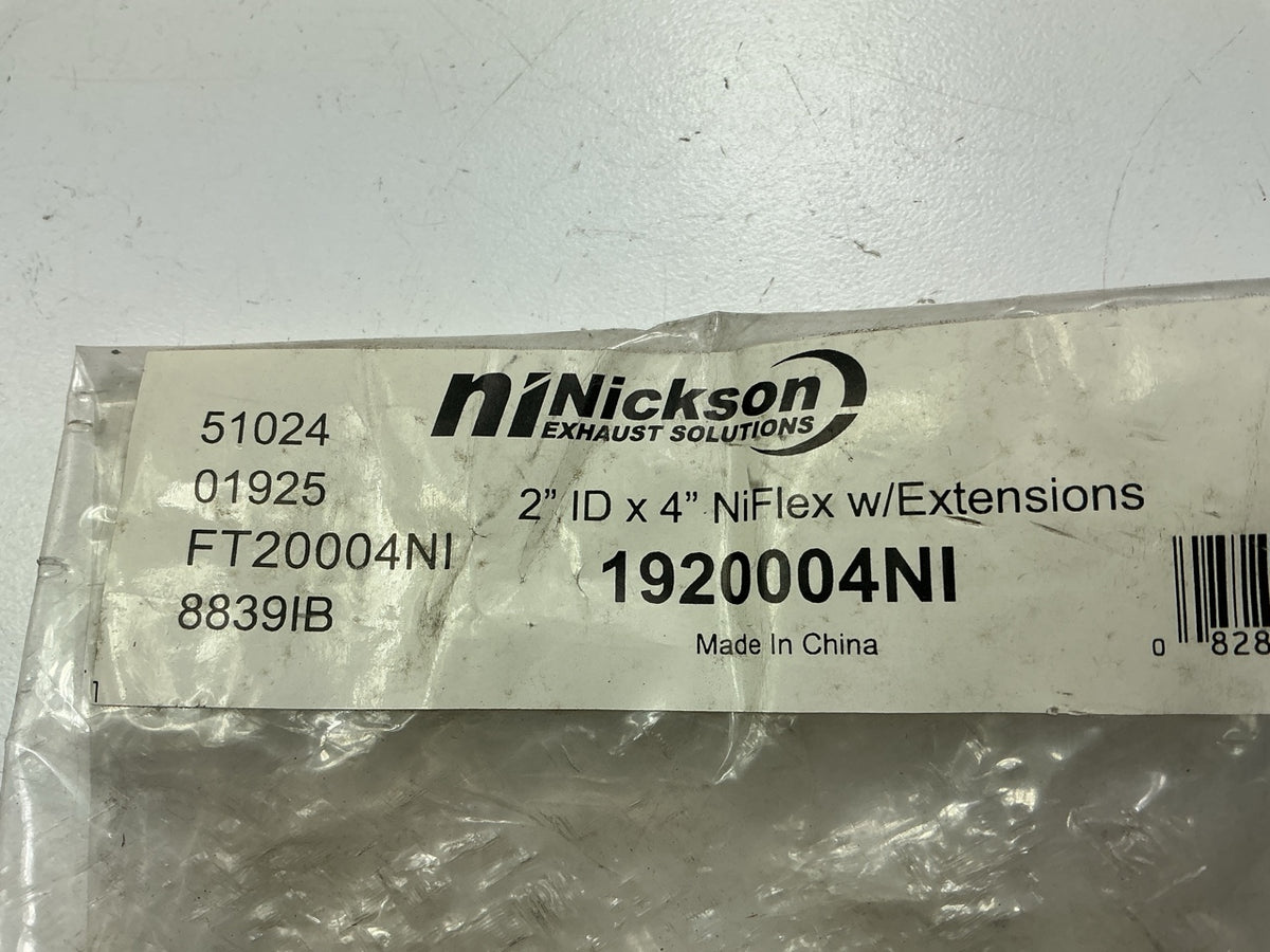 Nickson 1920004NI Exhaust Flex Connector Pipe - 2'' ID Inlet & Outlet