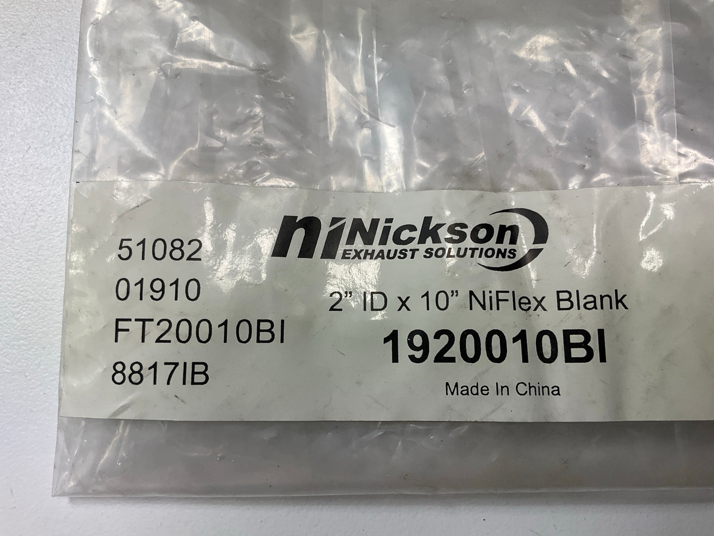 Nickson 1920010BI 2'' X 10'' Universal Stainless Steel Exhaust Flex Tube Connector