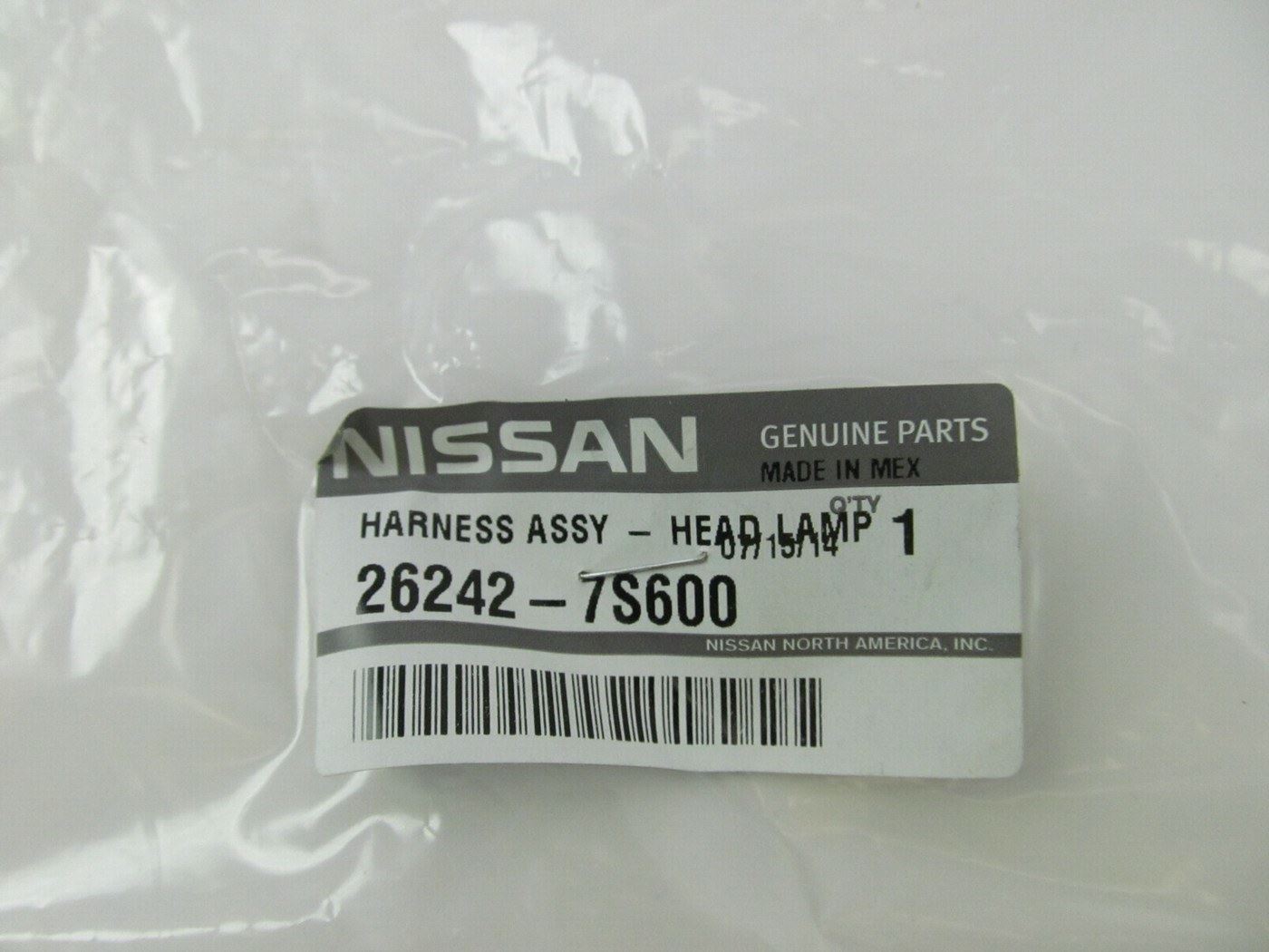NEW - OEM 26242-7S600 License Plate / Headlamp Harness