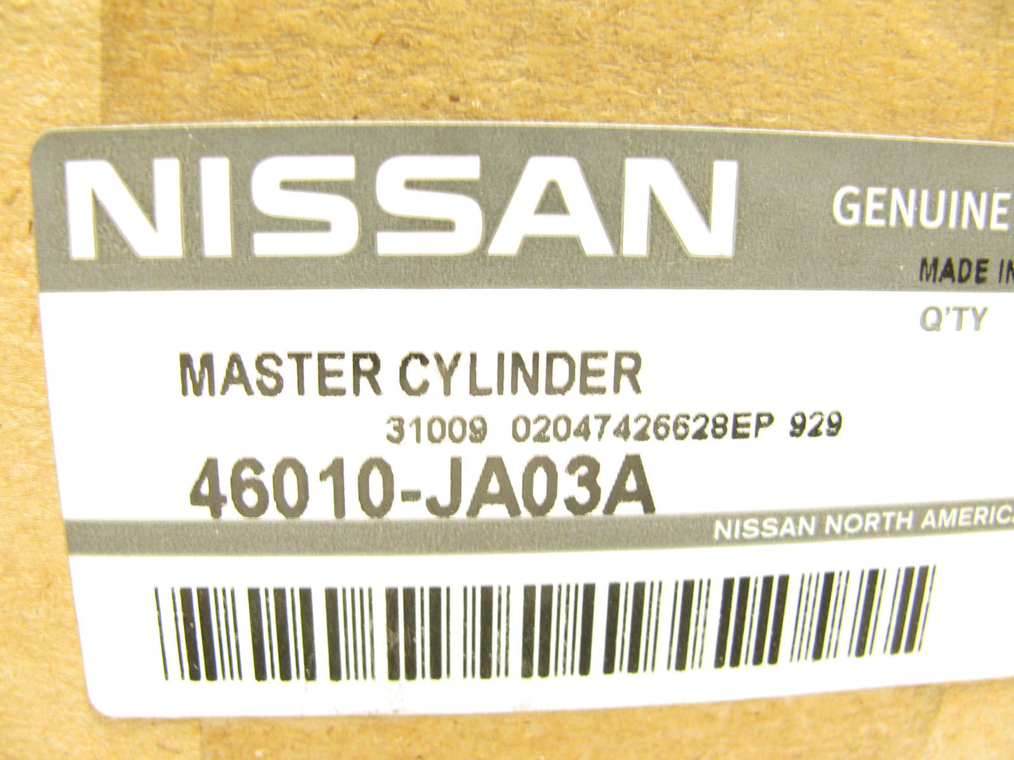 Brake Master Cylinder 46010-JA03A For Nissan MANUAL Trans, STABILITY CONTROL