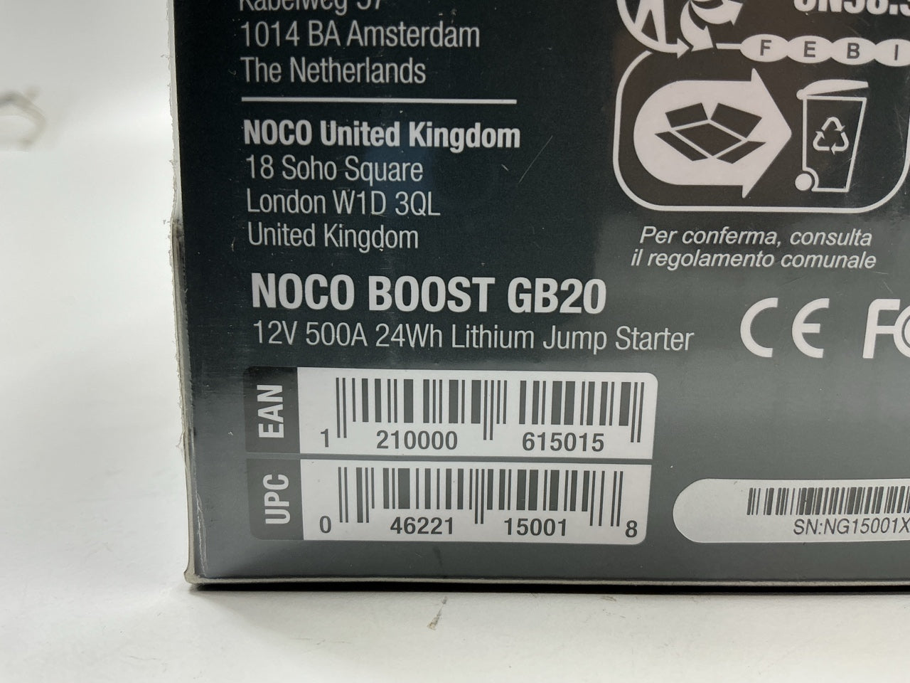 NOCO GB20 500 Amp Boost Sport UltraSafe Lithium Jump Starter