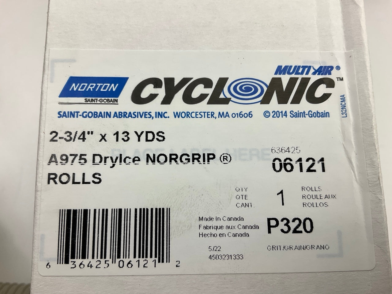 Norton 06121 DryIce Multi Air Cyclonic A975 Sanding NorGrip Sheet Roll P320 Grit