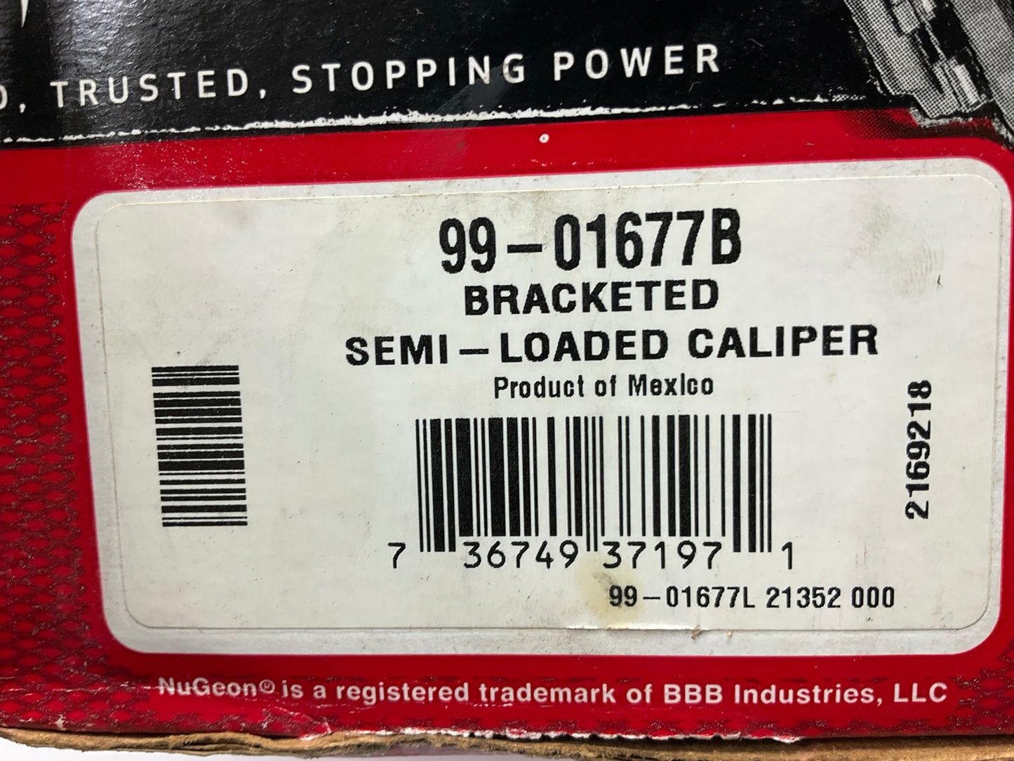 REMAN. Nugeon 99-01677B Rear Left Drivers Side Disc Brake Caliper