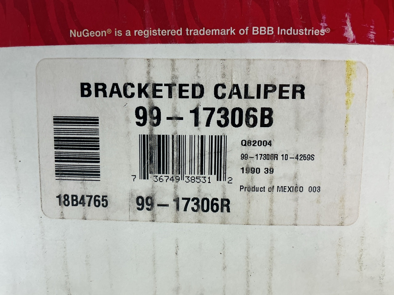 REMAN. Nugeon 99-17306B Rear Right Brake Caliper