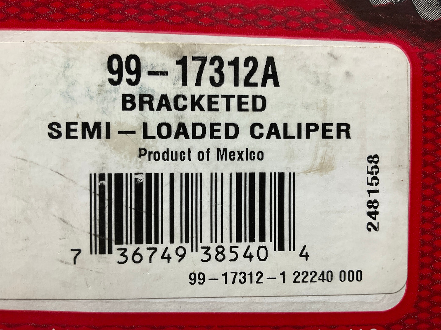 NO HARDWARE - REMAN. Nugeon 99-17312A Disc Brake Caliper