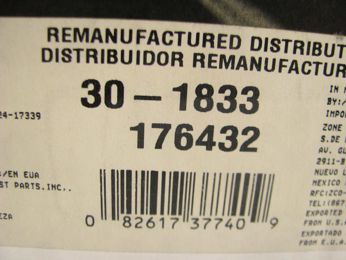 REMAN Oem Remanufacturing 30-1833 Ignition Distributor 1996-1997 GM 4.3L 5.7L V8