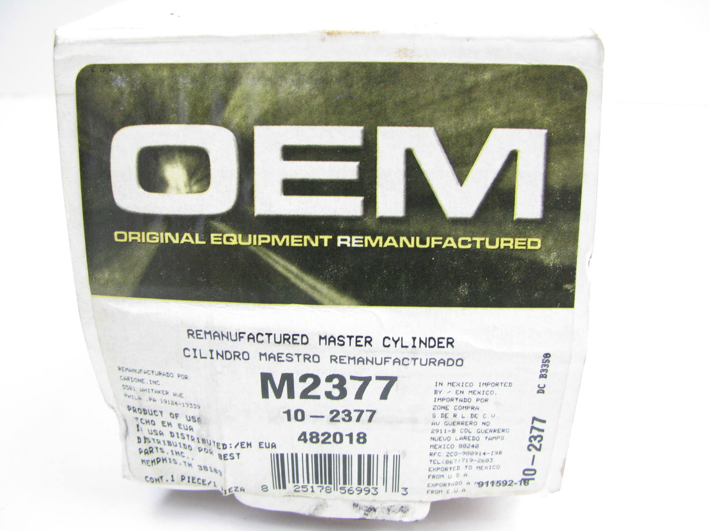 Oem Remanufacturing M2377 Reman Brake Master Cylinder W/O Reservoir