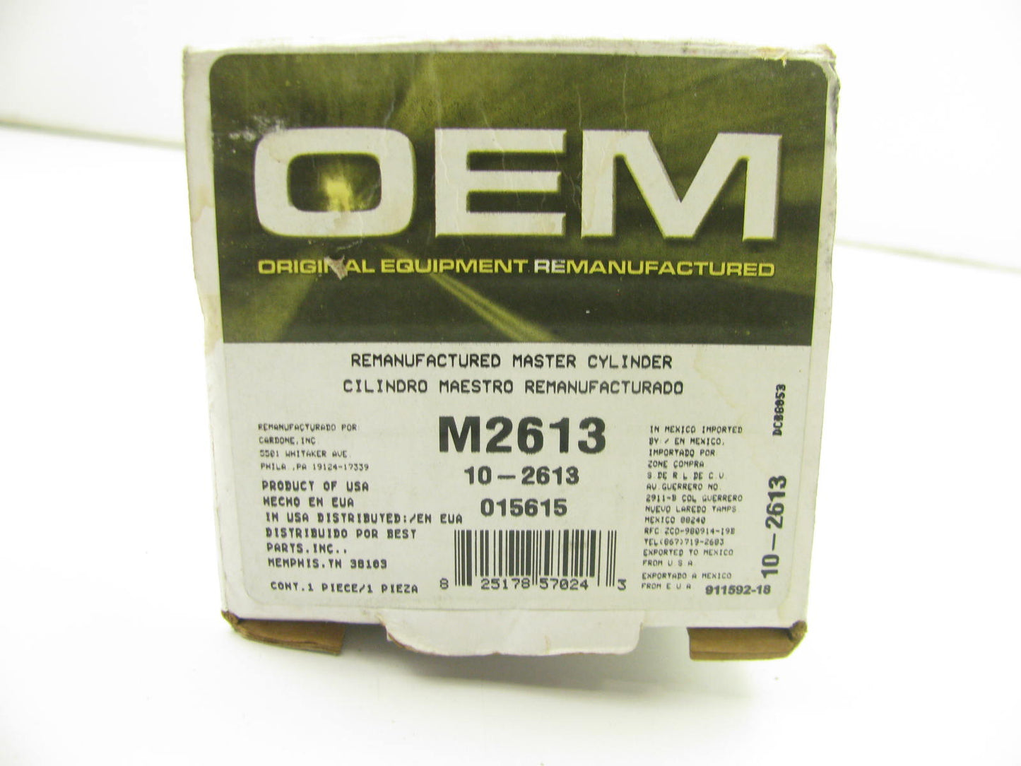 Oem Remanufacturing M2613 Reman Brake Master Cylinder W/O Reservoir