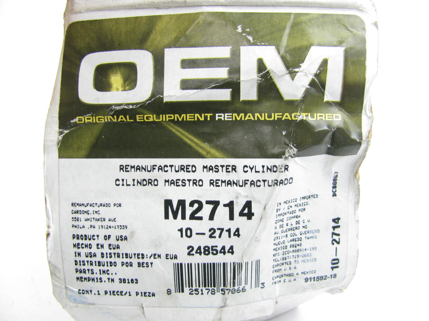 Oem Remanufacturing M2714 Reman Brake Master Cylinder W/O Reservoir