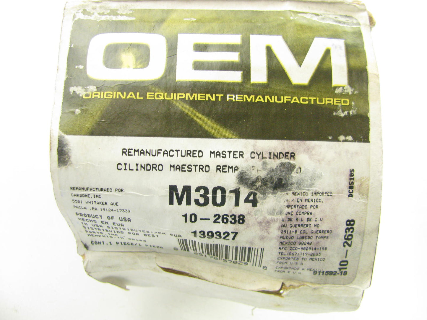 Oem Remanufacturing M3014 Brake Master Cylinder W/ O Reservoir