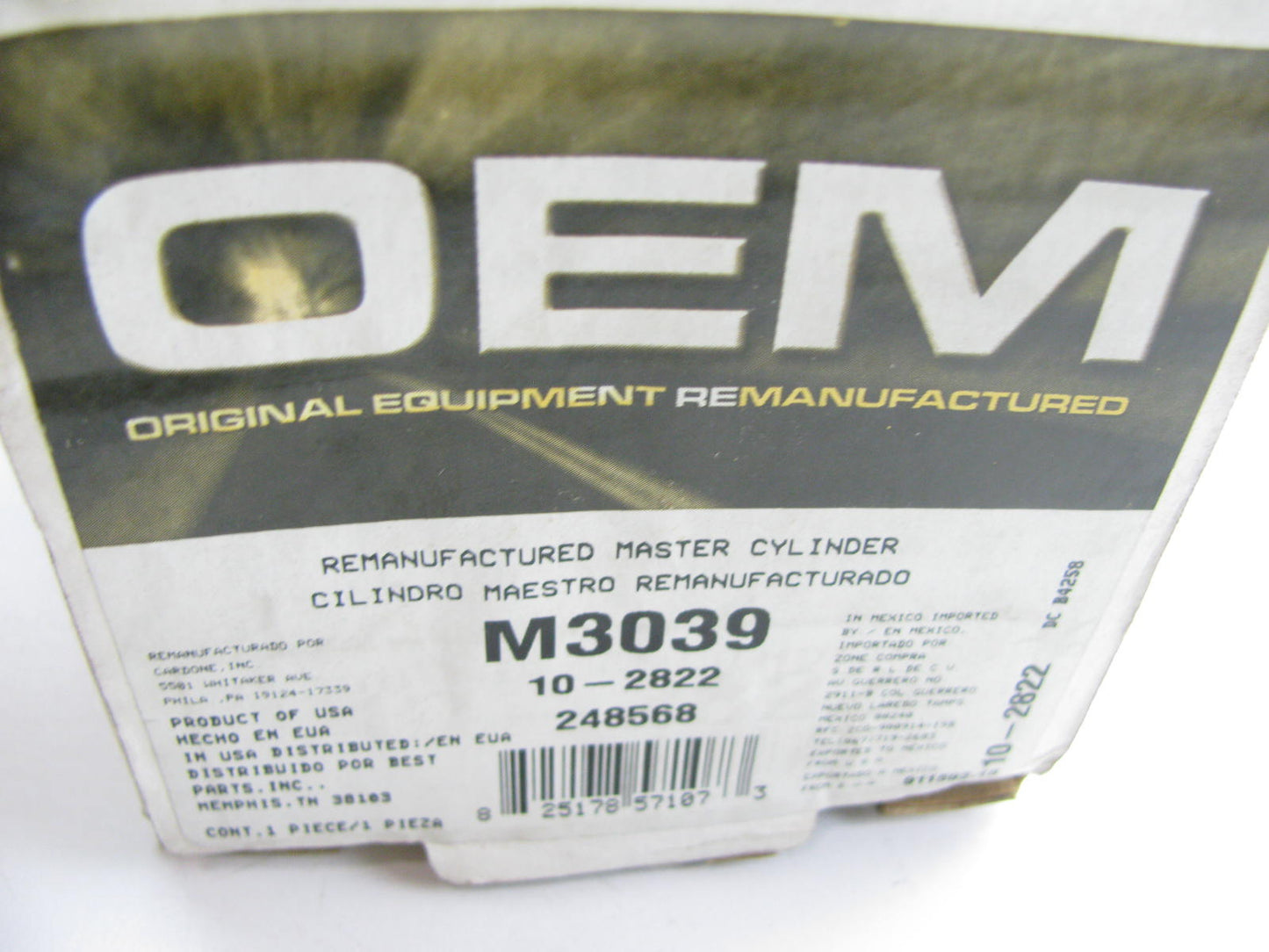 Oem Remanufacturing M3039 Reman Brake Master Cylinder W/O Reservoir