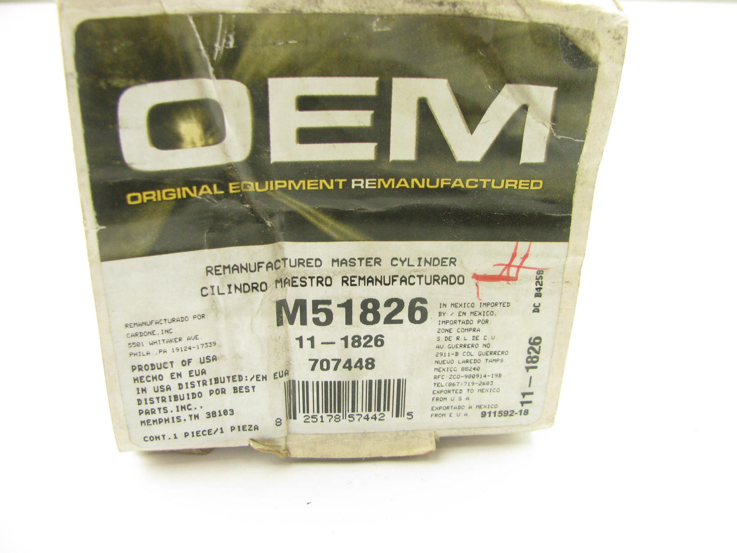 Oem Remanufacturing M51826 Reman Brake Master Cylinder For 1975-1976 VW Rabbit
