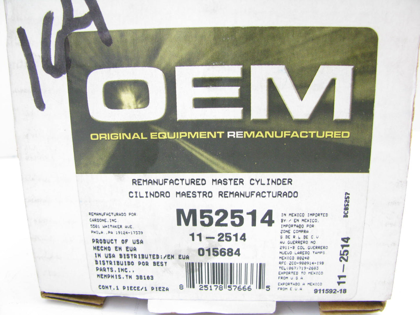 Oem Remanufacturing M52514 Brake Master Cylinder W/ O Reservoir W/O ABS