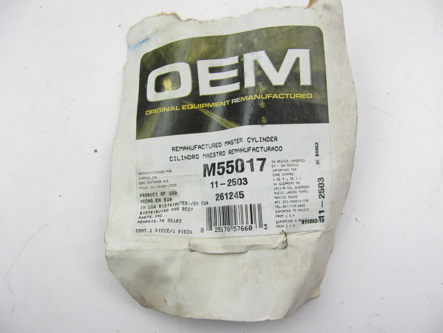 Oem M55017 Remanufactured Brake Master Cylinder W/O Reservoir