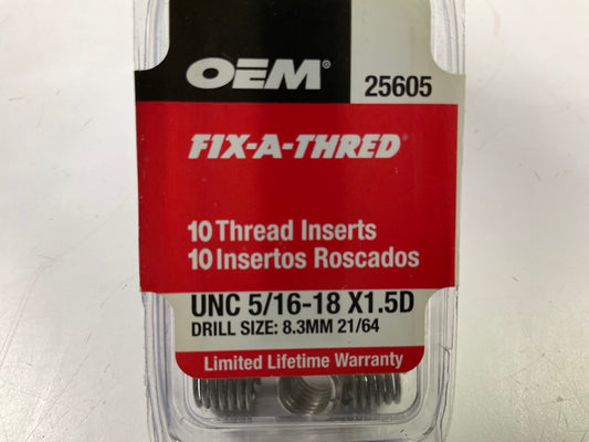 OEM Tools 25605 Fix-A-Thread Inserts UNC 5/16''-18 X 1.5D - 10 Pack