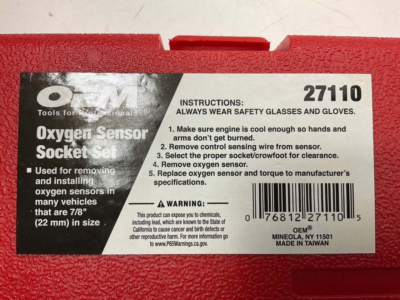 OEM Tools 27110 Oxygen Sensor Removal Socket Wrench Set 7/8'' (22mm) Tool