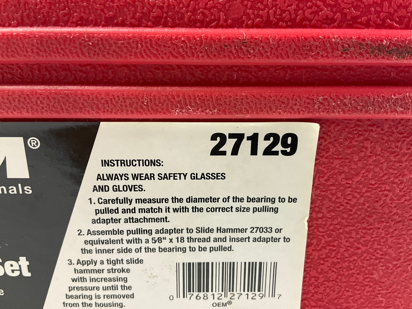 USED #41 - OEM Tools 27129 Rear Axle Bearing Remover Tool Set