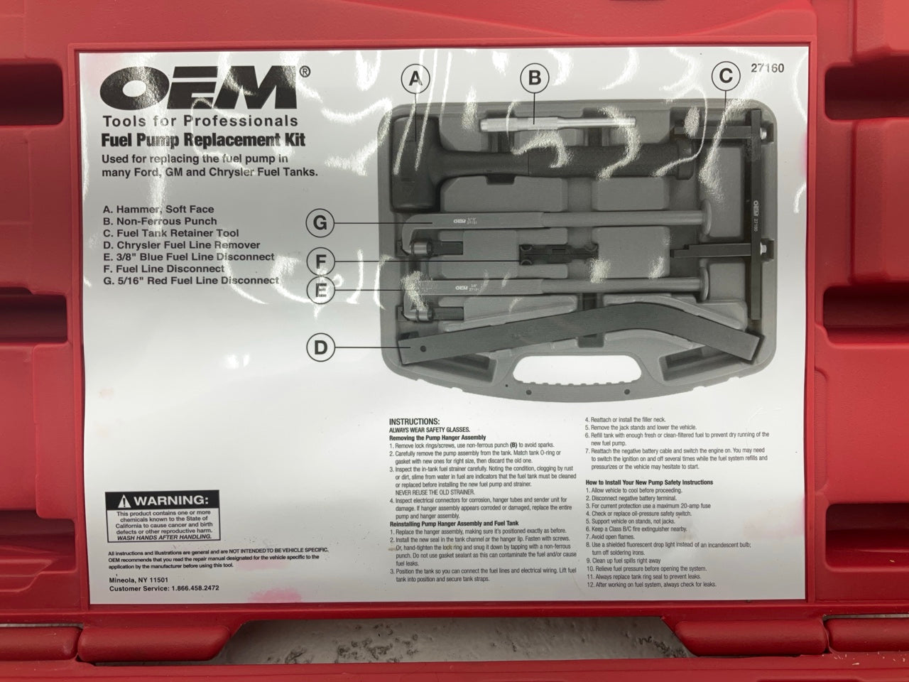 USED #13 OEM TOOLS 27160 Fuel Pump Replacement Tool Set Kit For GM Chrysler Ford