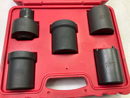 USED #62 OEM Tools 27174 1/2'' Drive 5-Piece Spindle Nut Locknut Axle Socket Set