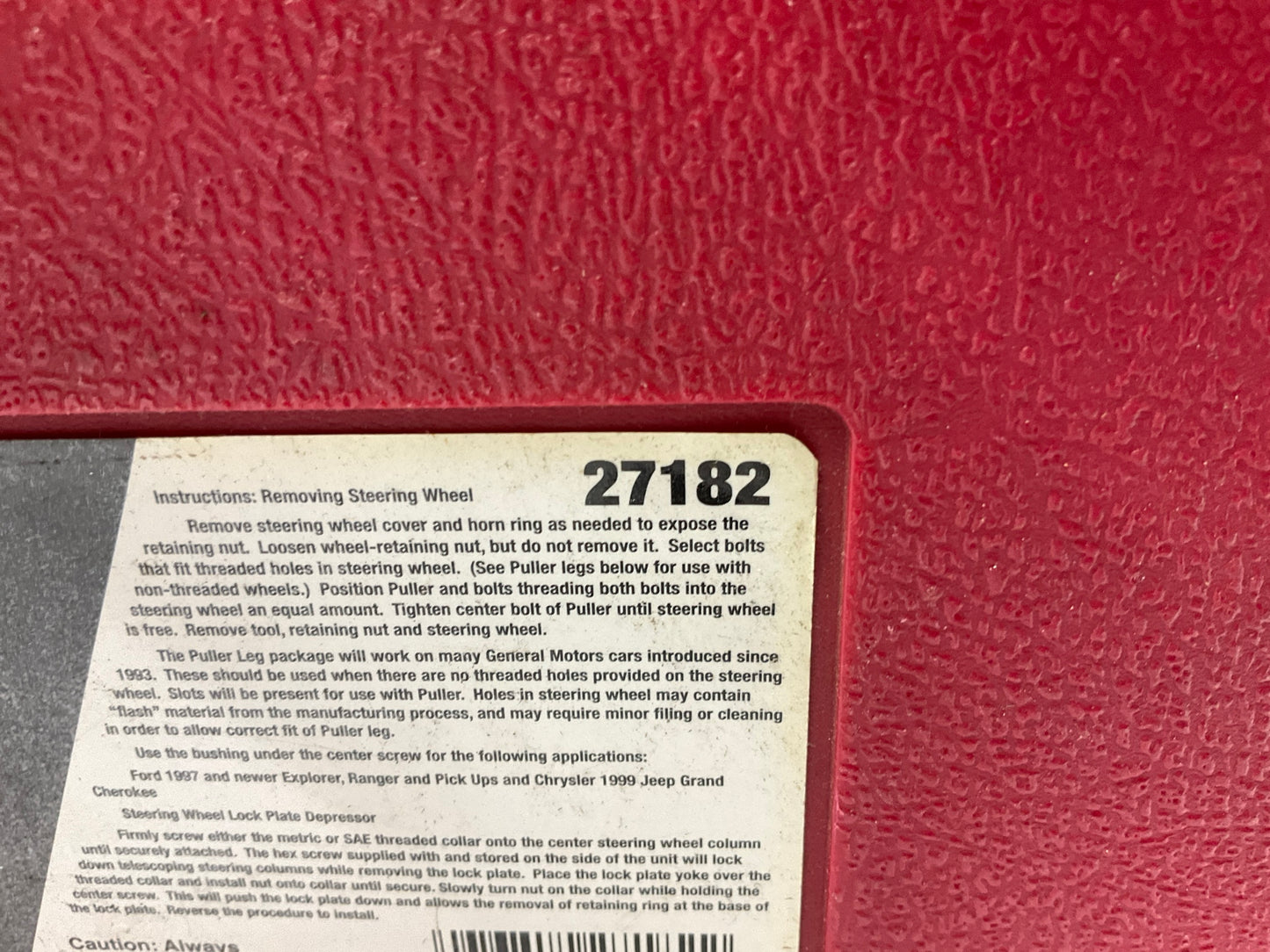 USED #29 - OEM TOOLS 27182 Steering Wheel Puller Set Removal Kit Lock Plate Tool